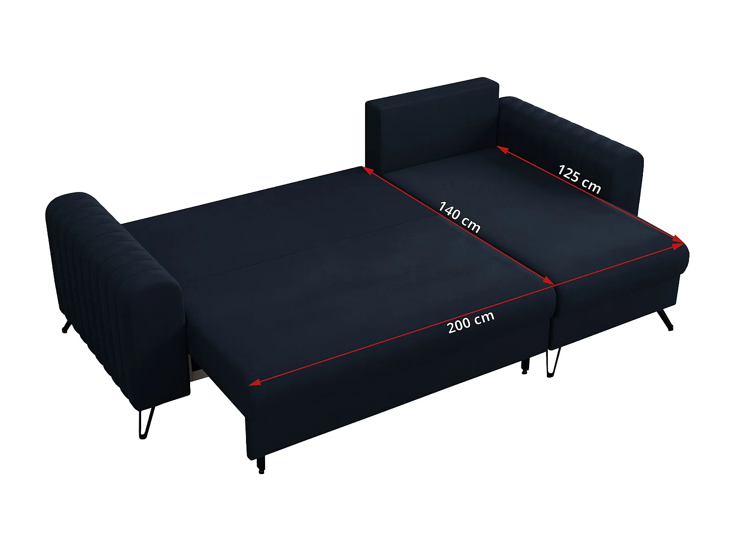 Ecksofa AXEL - universal mit schlaffunktion, Bettkasten - Dunkelblau Velvet