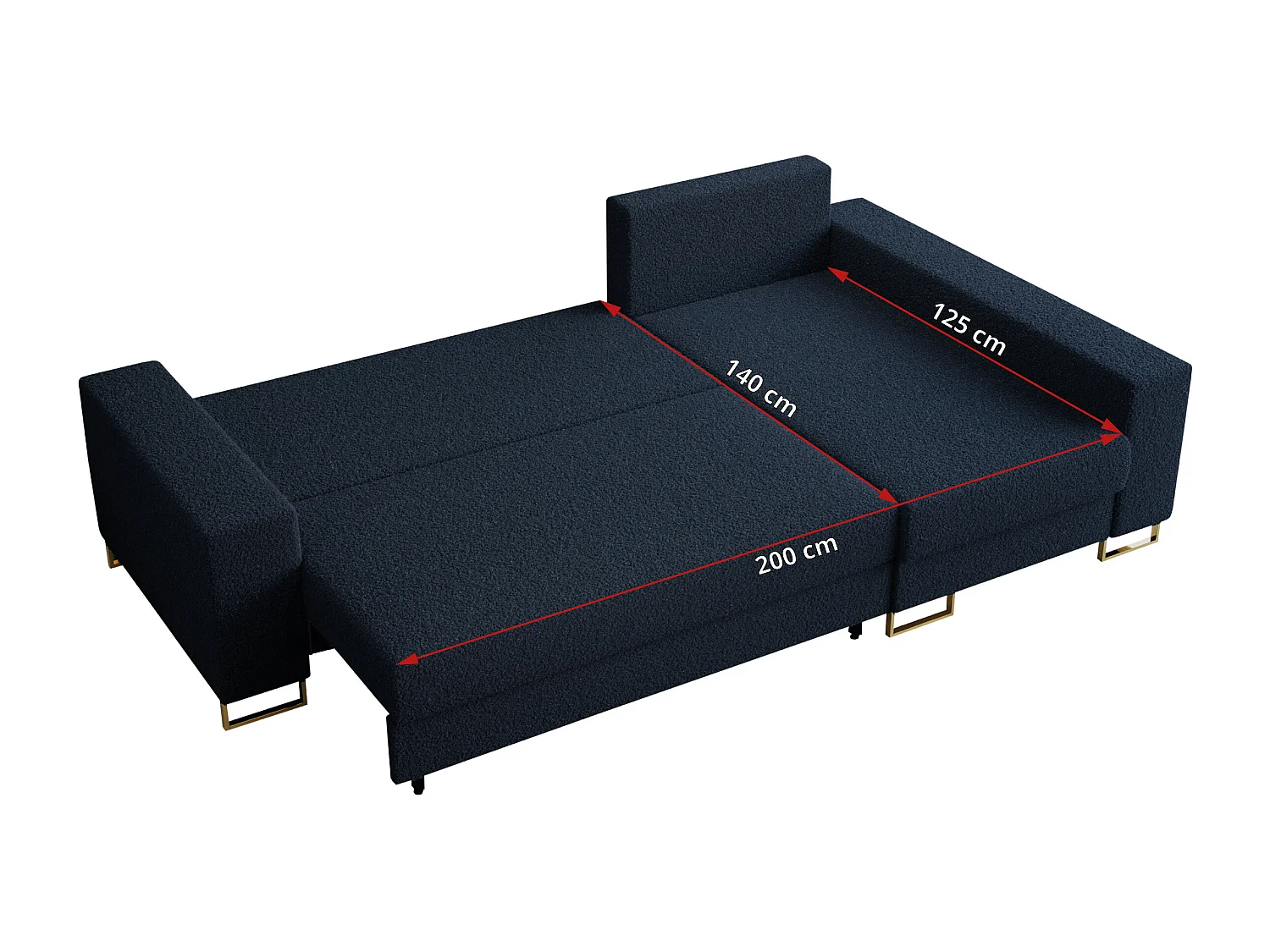 Ecksofa DORIAN - schlaffunktion und Bettkasten, lose Kissen - Dunkelblau Boucle