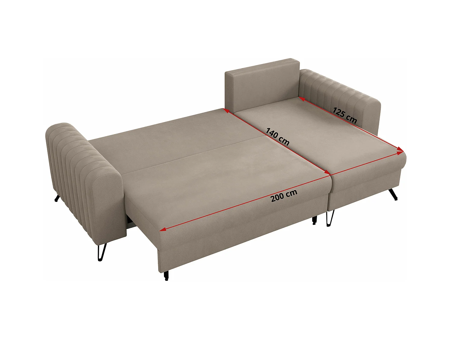 Ecksofa AXEL - universal mit schlaffunktion, Bettkasten - Hellbraun Velvet