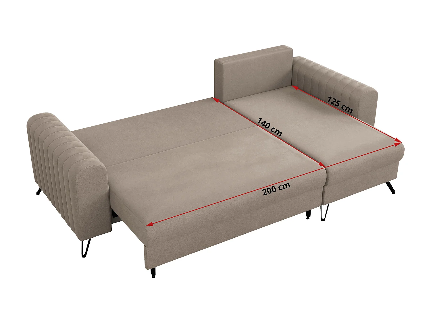 Ecksofa AXEL - universal mit schlaffunktion, Bettkasten - Hellbraun Velvet