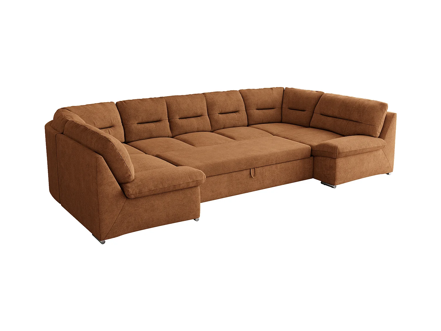 Ecksofa MORBIDO U, XXL Wohnlandschaft mit schlaffunktion - Orange Stukture