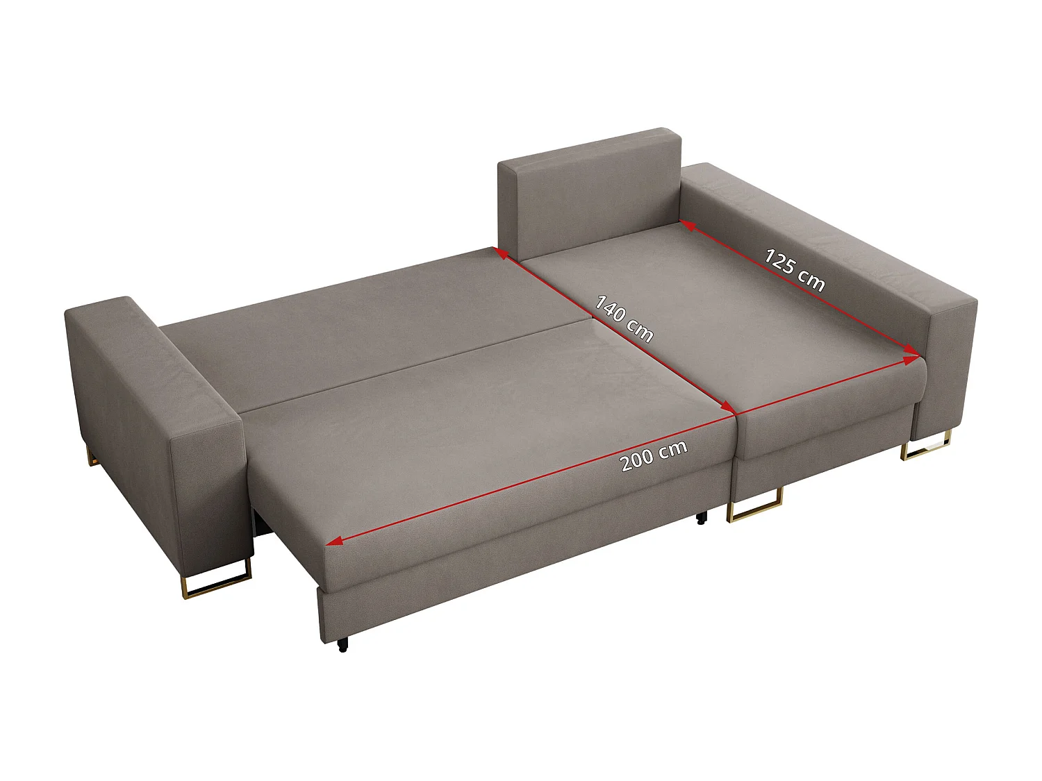 Ecksofa DORIAN - schlaffunktion und Bettkasten, lose Kissen - Hellbraun Velvet