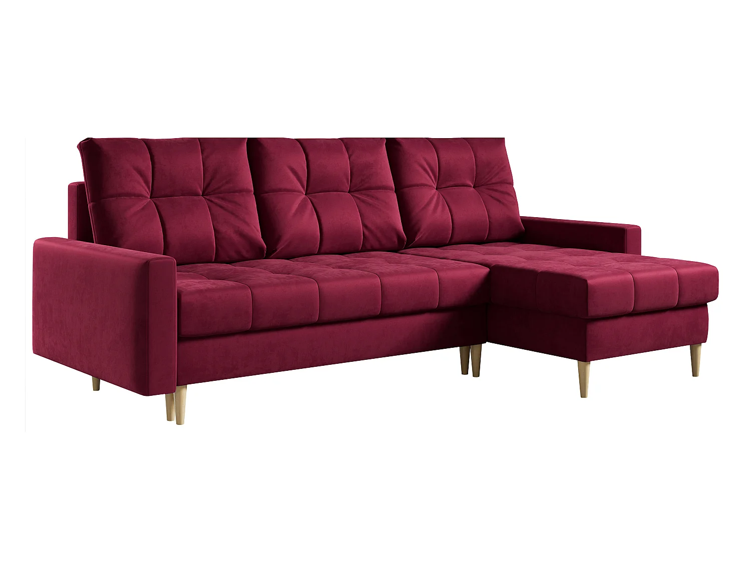 Ecksofa ASTRA - skandinavisch L-förmige Ecke, schlaffunktion - Rot Velvet