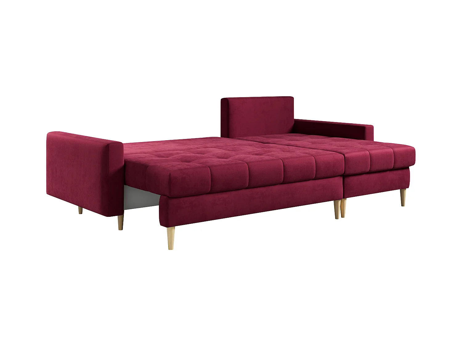 Ecksofa ASTRA - skandinavisch L-förmige Ecke, schlaffunktion - Rot Velvet