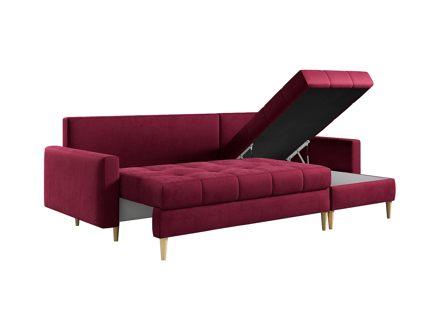 Ecksofa ASTRA - skandinavisch L-förmige Ecke, schlaffunktion - Rot Velvet