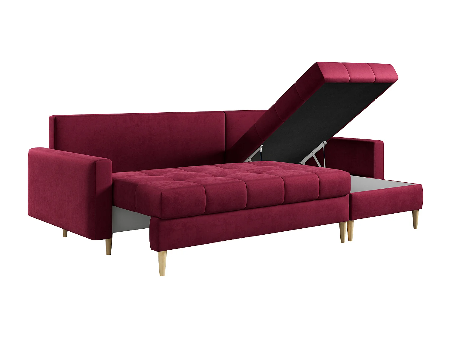 Ecksofa ASTRA - skandinavisch L-förmige Ecke, schlaffunktion - Rot Velvet