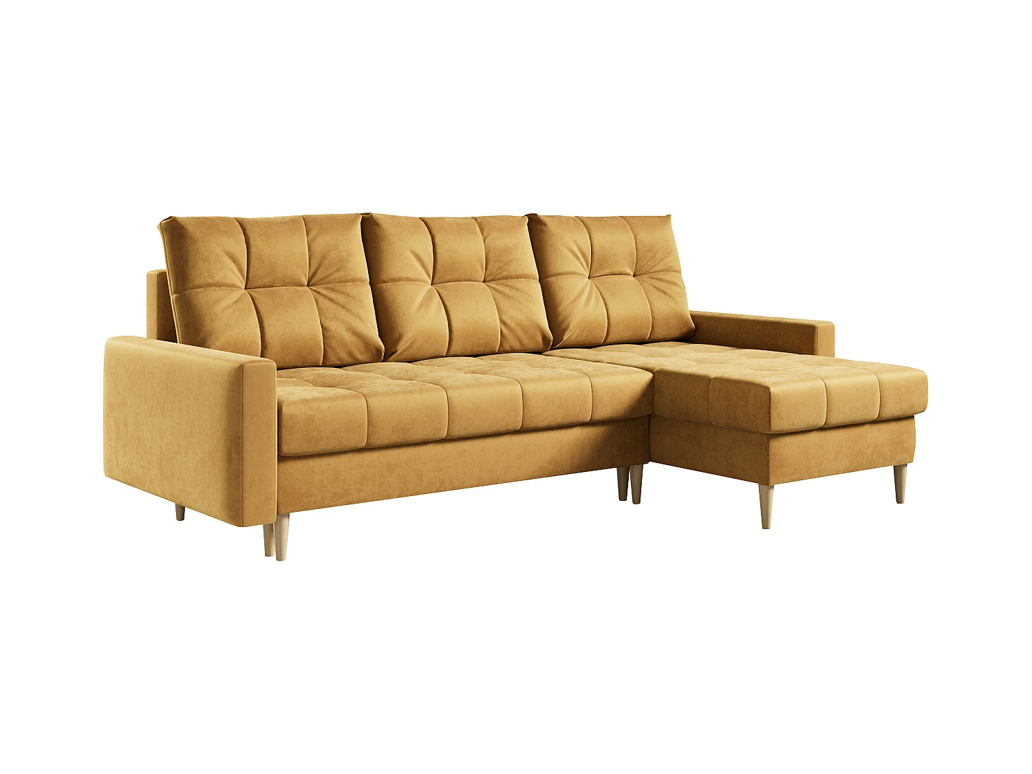 Ecksofa ASTRA - skandinavisch L-förmige Ecke, schlaffunktion - Gelb Velvet