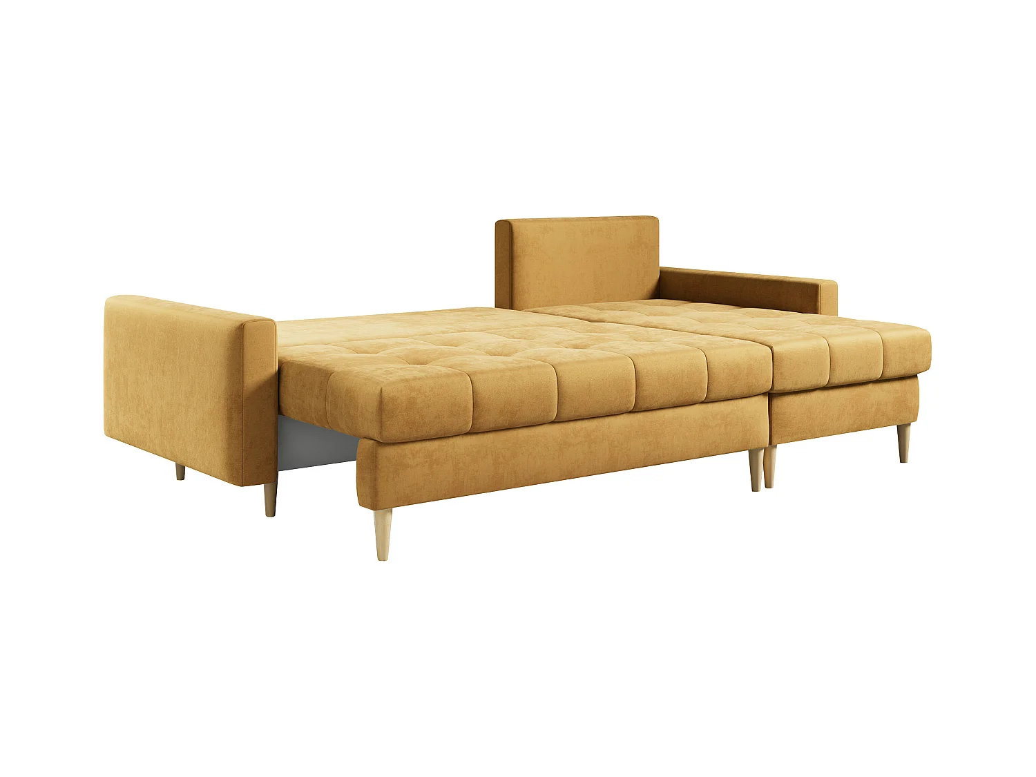 Ecksofa ASTRA - skandinavisch L-förmige Ecke, schlaffunktion - Gelb Velvet