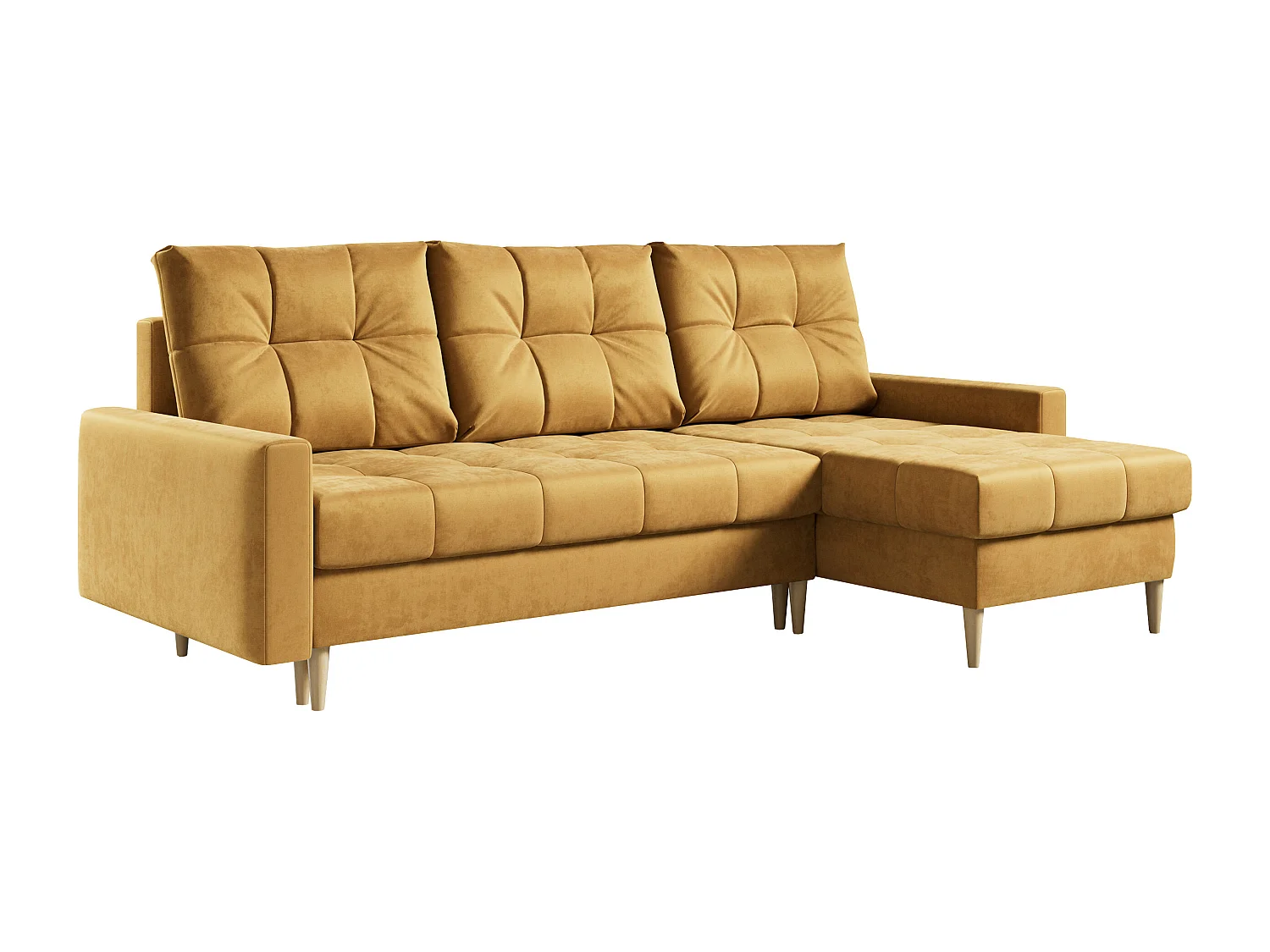 Ecksofa ASTRA - skandinavisch L-förmige Ecke, schlaffunktion - Gelb Velvet