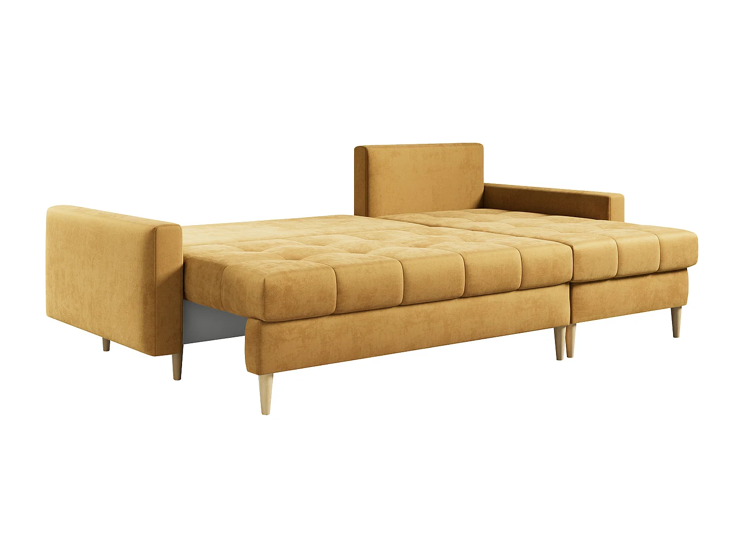 Ecksofa ASTRA - skandinavisch L-förmige Ecke, schlaffunktion - Gelb Velvet