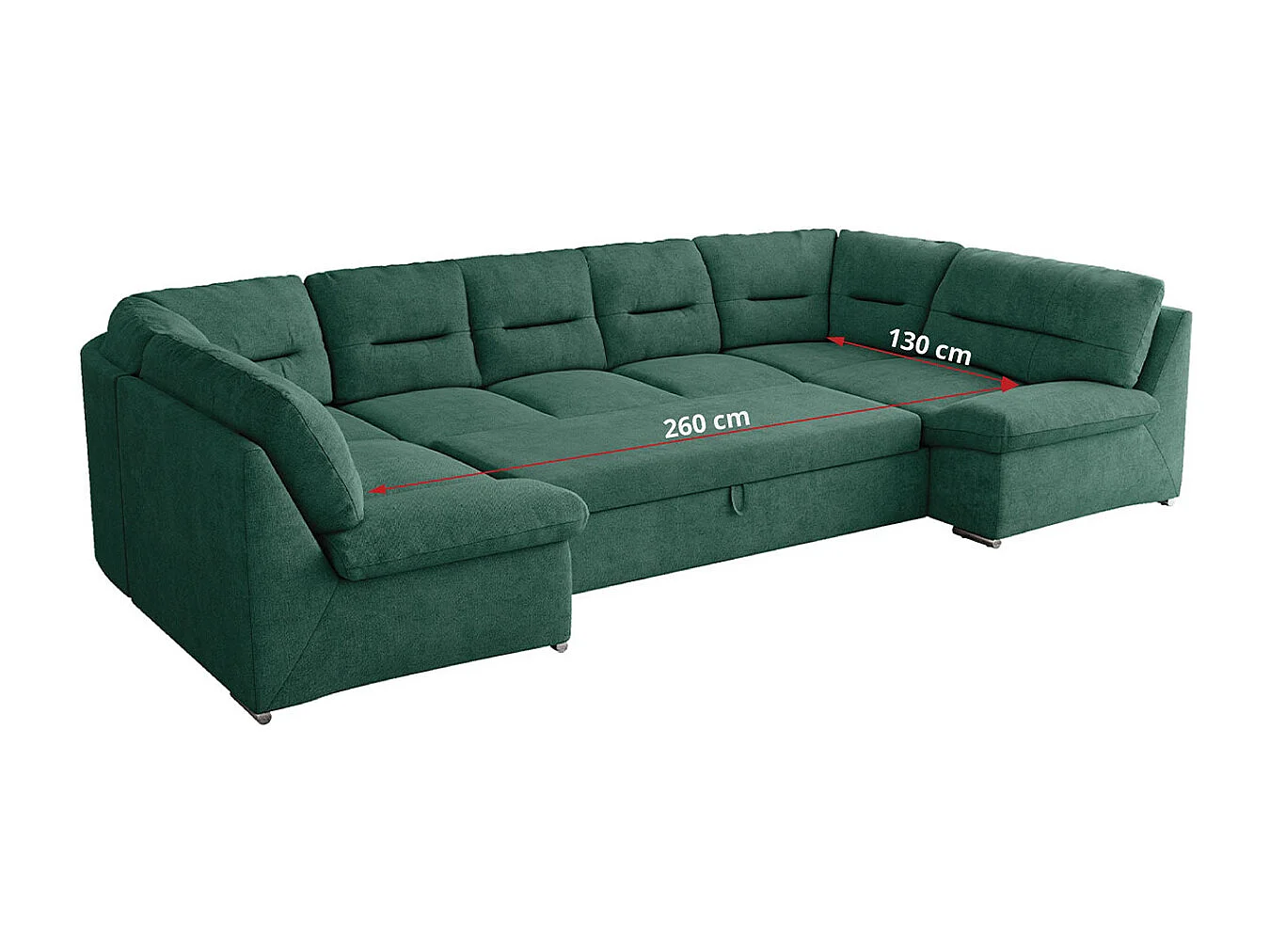 Ecksofa MORBIDO U, XXL Wohnlandschaft mit schlaffunktion - Grün Stukture