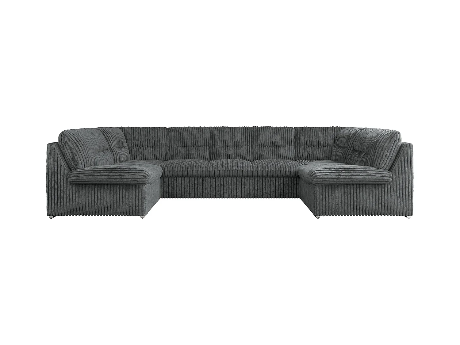Ecksofa MORBIDO U, XXL Wohnlandschaft mit schlaffunktion - Dunkelgrau Cord