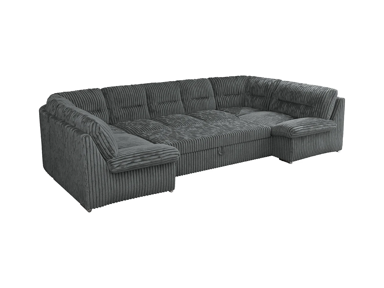 Ecksofa MORBIDO U, XXL Wohnlandschaft mit schlaffunktion - Dunkelgrau Cord