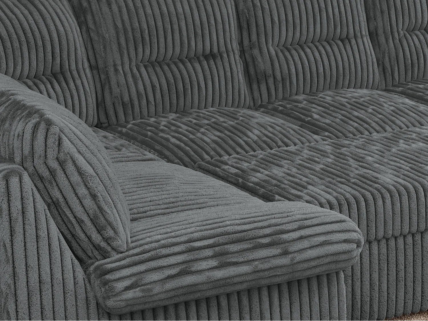 Ecksofa MORBIDO U, XXL Wohnlandschaft mit schlaffunktion - Dunkelgrau Cord