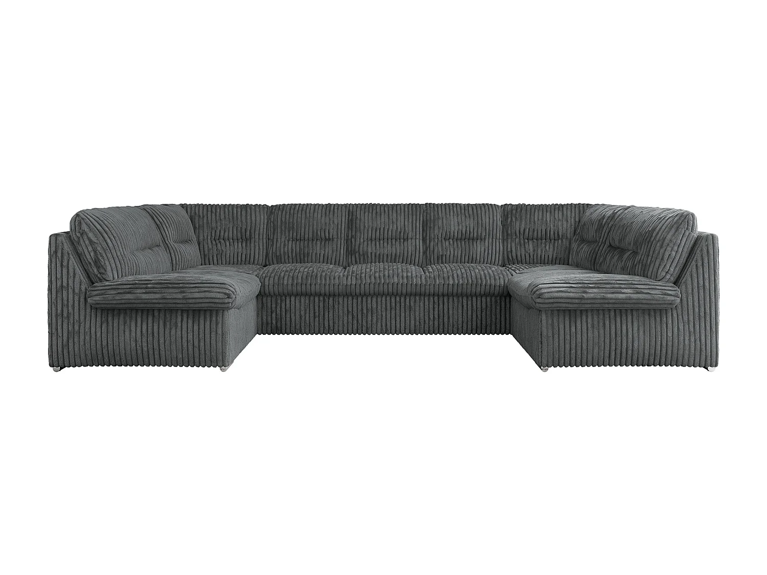 Ecksofa MORBIDO U, XXL Wohnlandschaft mit schlaffunktion - Dunkelgrau Cord