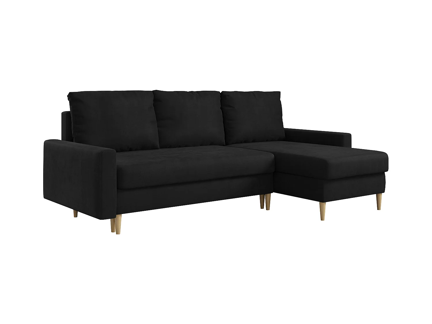 Ecksofa Universal - mit schlaffunktion und Bettkästen - Schwarz Velvet - LANG