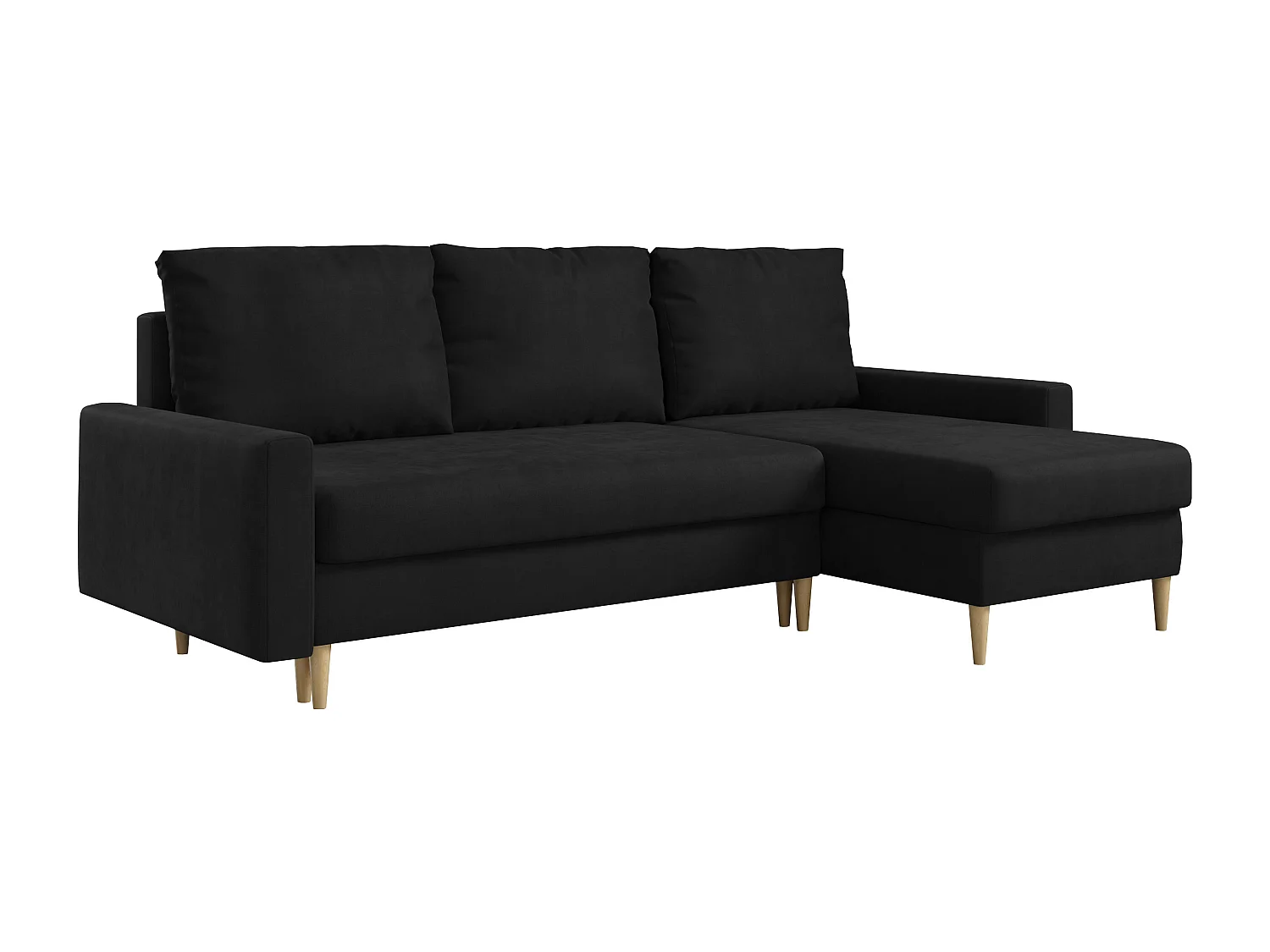 Ecksofa Universal - mit schlaffunktion und Bettkästen - Schwarz Velvet - LANG