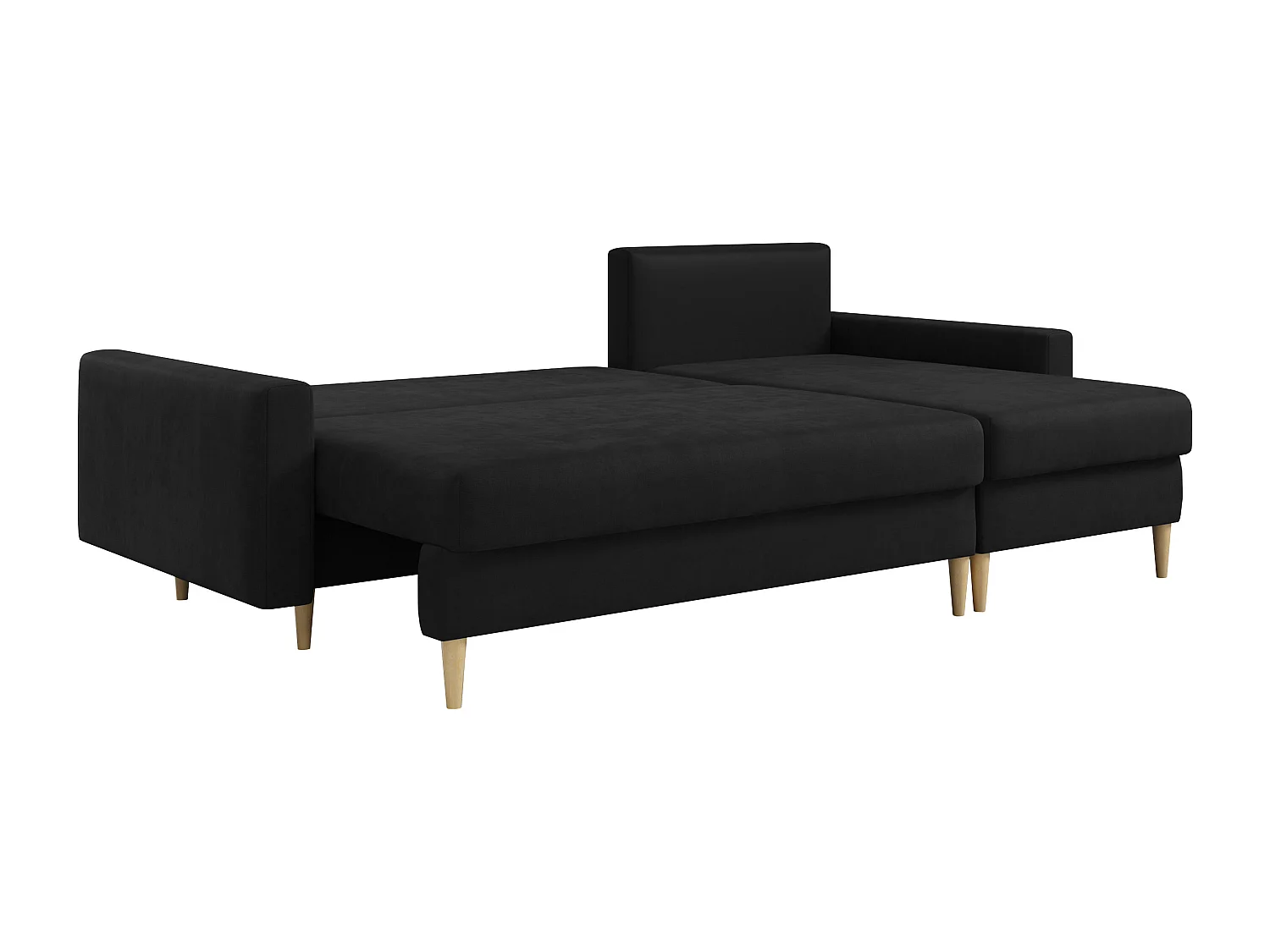 Ecksofa Universal - mit schlaffunktion und Bettkästen - Schwarz Velvet - LANG