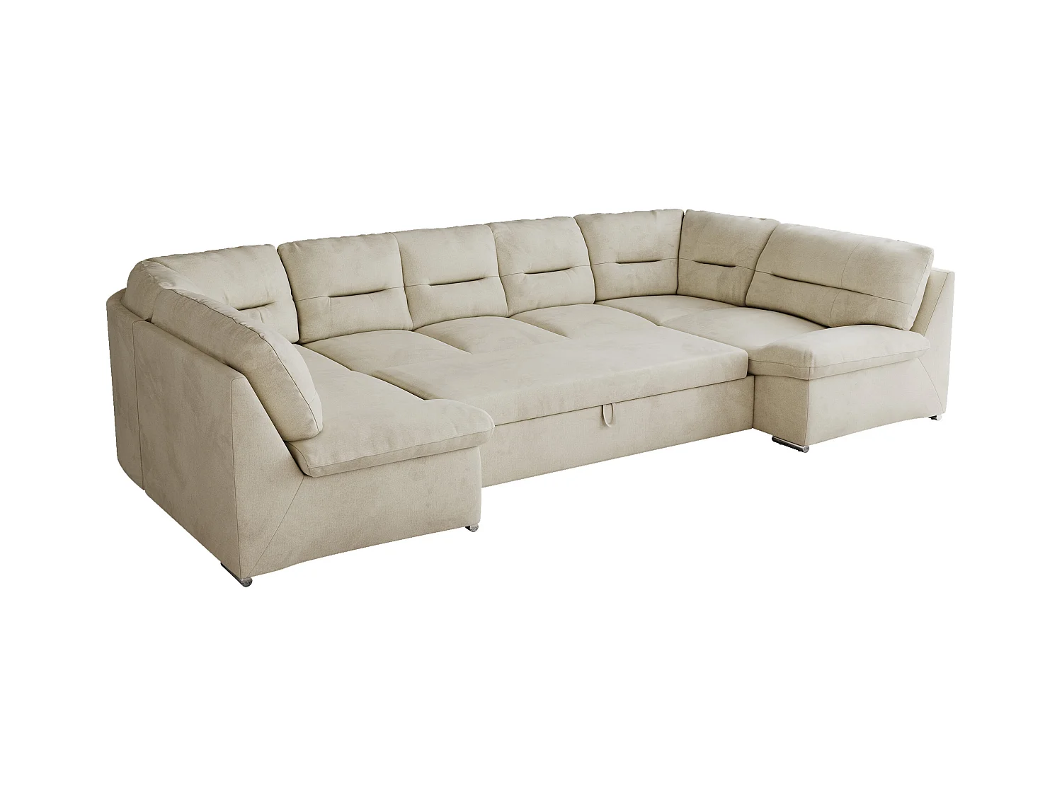 Ecksofa MORBIDO U, XXL Wohnlandschaft mit schlaffunktion - Beige Velvet