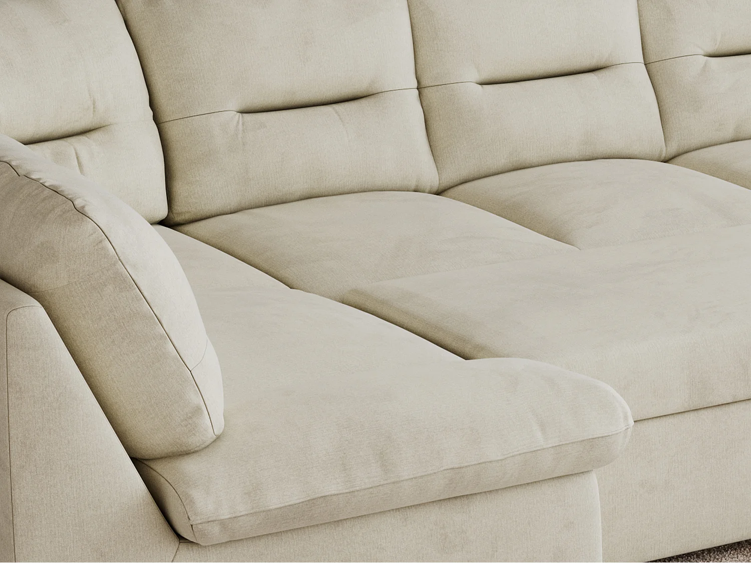 Ecksofa MORBIDO U, XXL Wohnlandschaft mit schlaffunktion - Beige Velvet