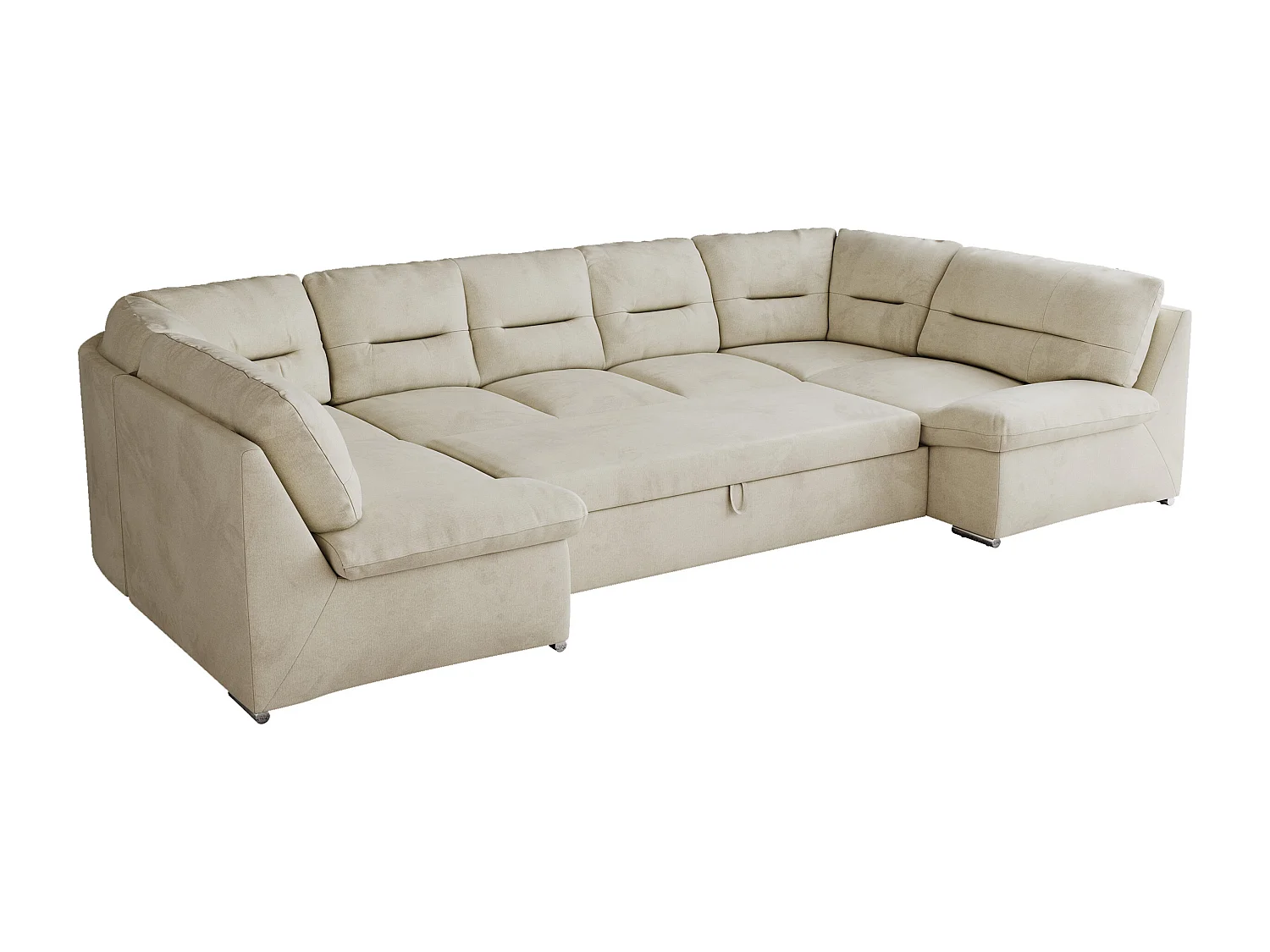 Ecksofa MORBIDO U, XXL Wohnlandschaft mit schlaffunktion - Beige Velvet