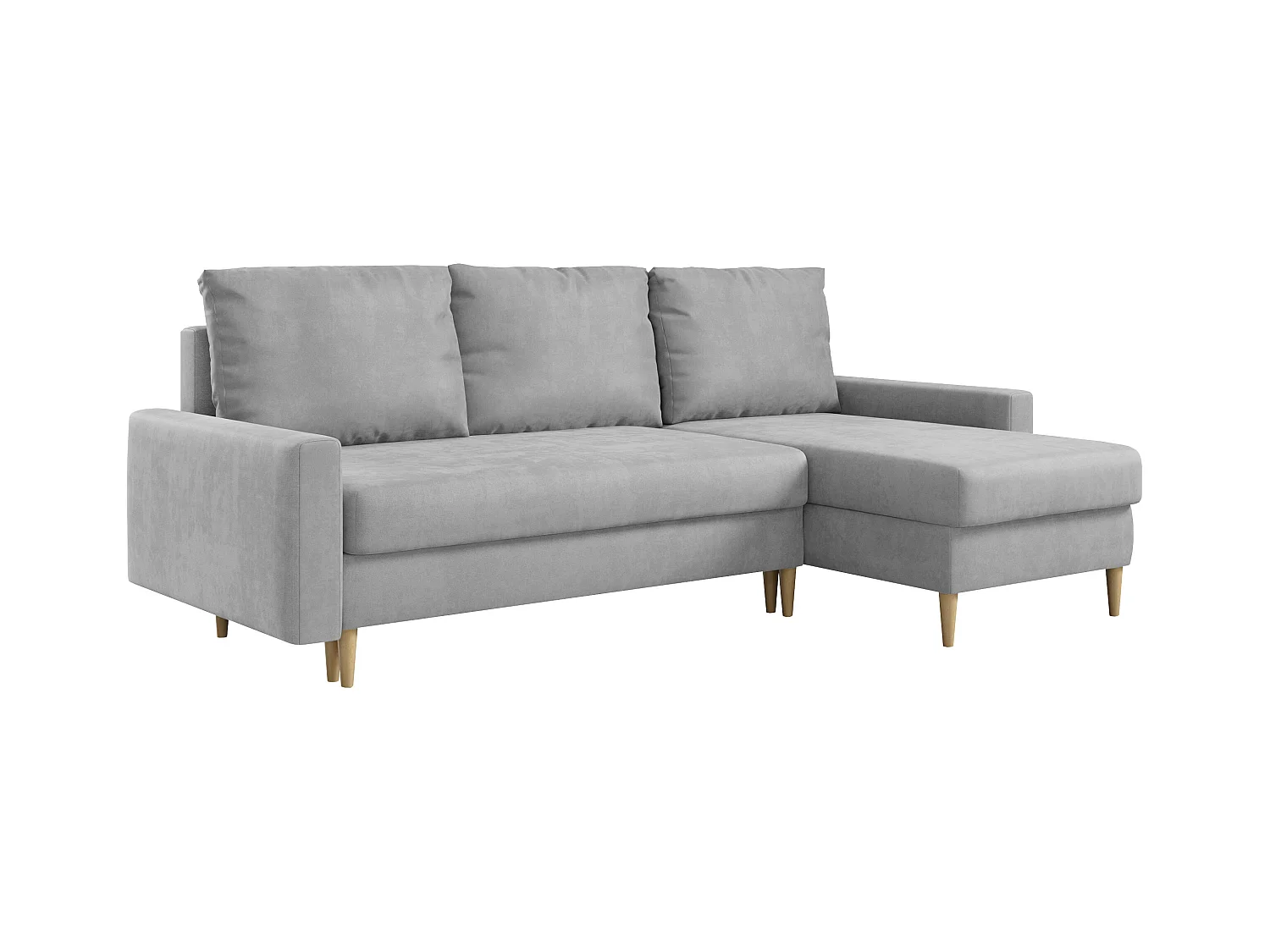 Ecksofa Universal - mit schlaffunktion und Bettkästen - Hellgrau Velvet - LANG