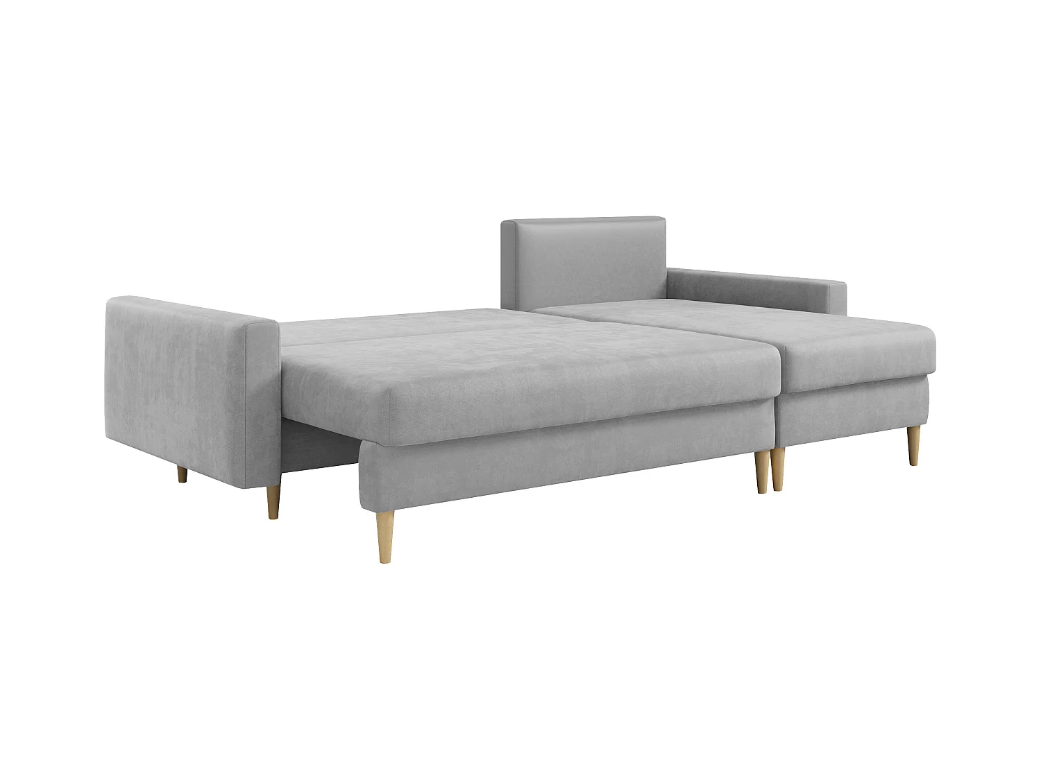 Ecksofa Universal - mit schlaffunktion und Bettkästen - Hellgrau Velvet - LANG