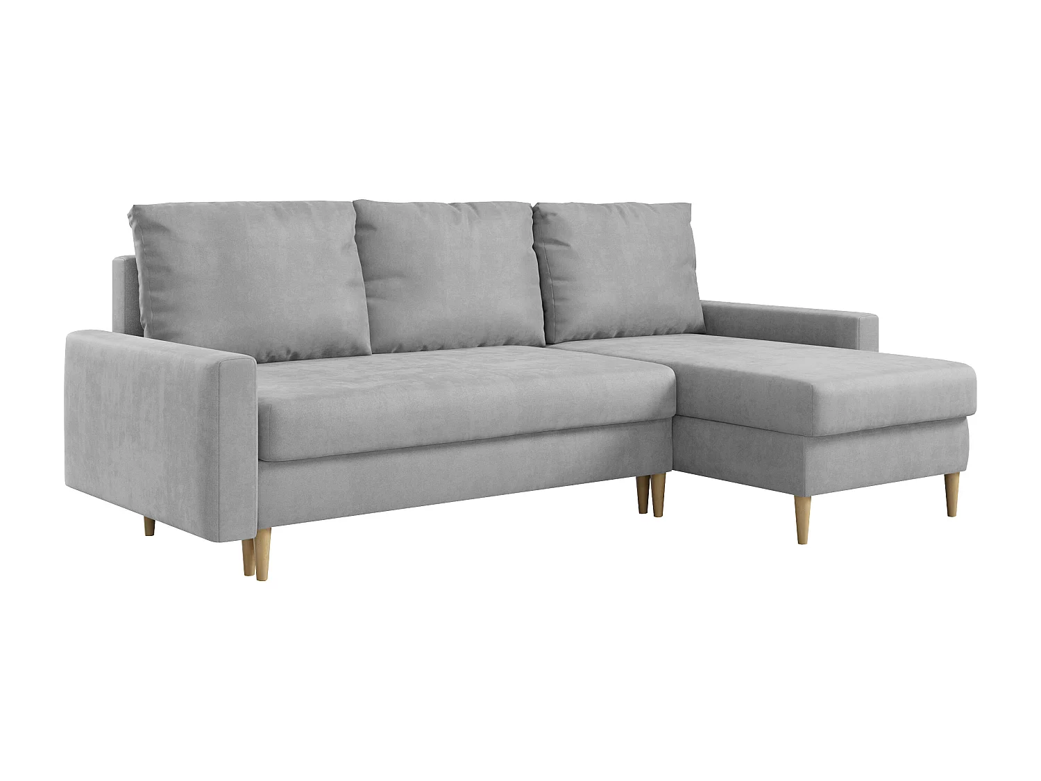 Ecksofa Universal - mit schlaffunktion und Bettkästen - Hellgrau Velvet - LANG