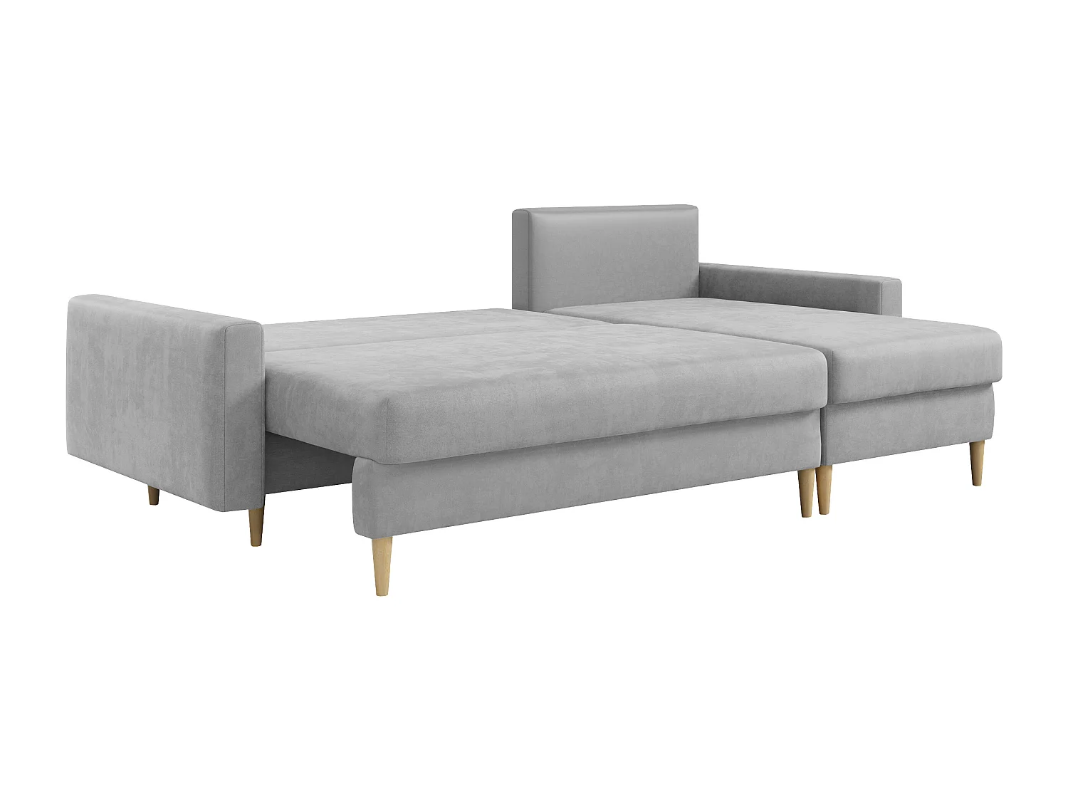 Ecksofa Universal - mit schlaffunktion und Bettkästen - Hellgrau Velvet - LANG