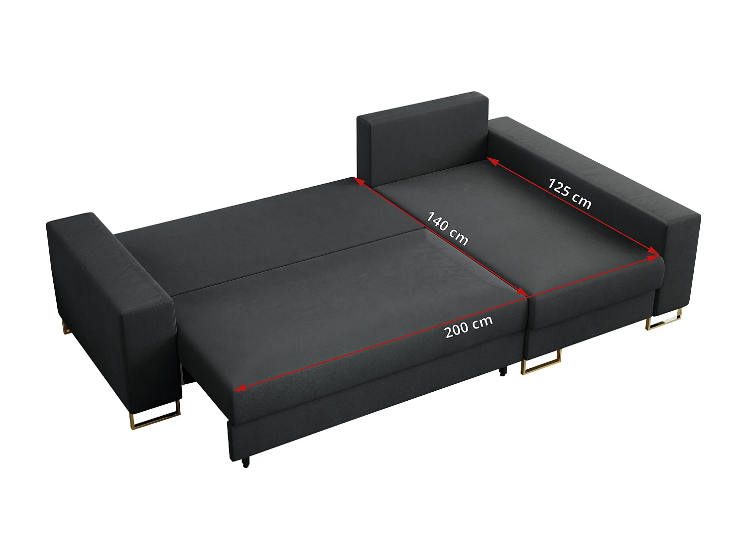 Ecksofa DORIAN - schlaffunktion und Bettkasten, lose Kissen - Dunkelgrau Velvet