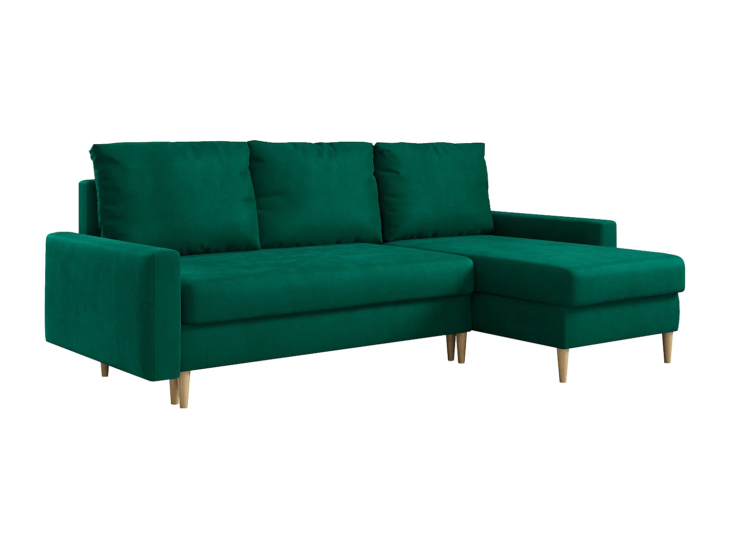 Ecksofa Universal - mit schlaffunktion und Bettkästen - Dunkelgrün Velvet - LANG
