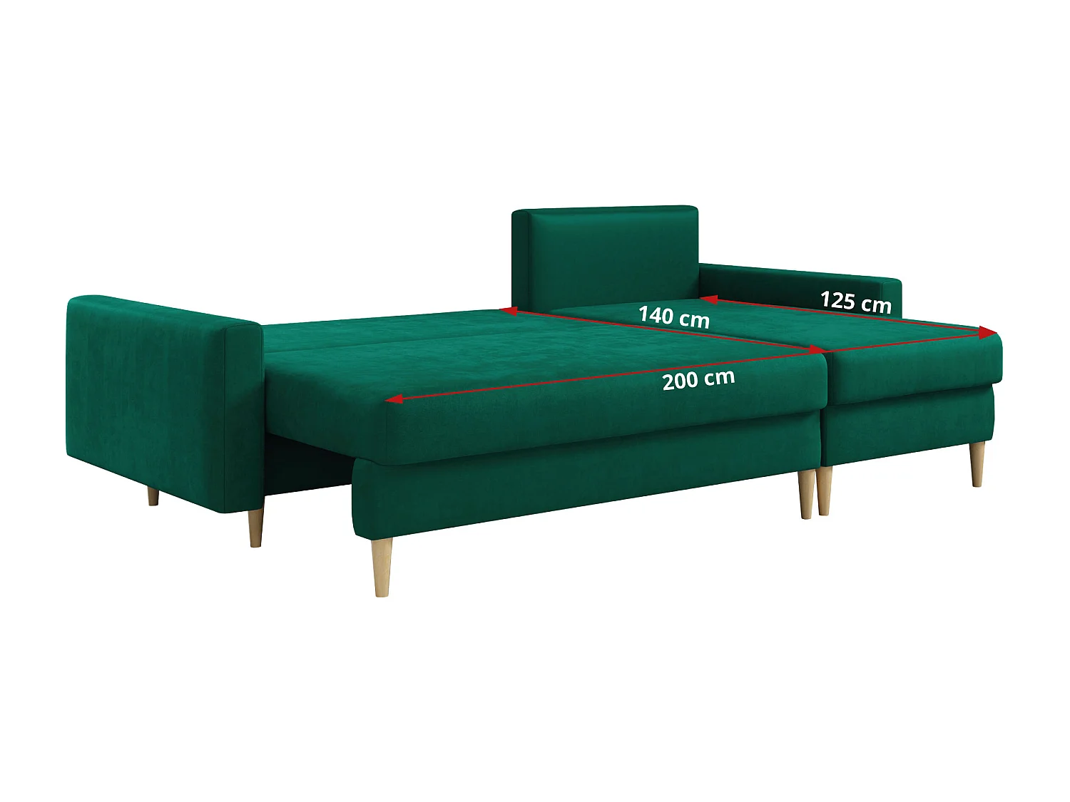 Ecksofa Universal - mit schlaffunktion und Bettkästen - Dunkelgrün Velvet - LANG