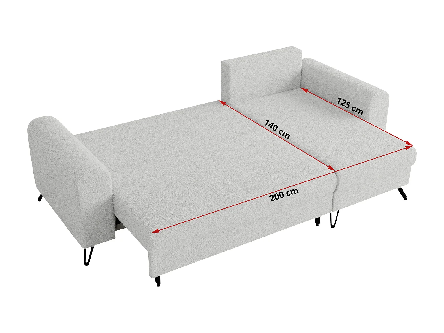 Ecksofa HUGO - L-Form mit Schlaffunktion, lose Kissen - Weiß Boucle