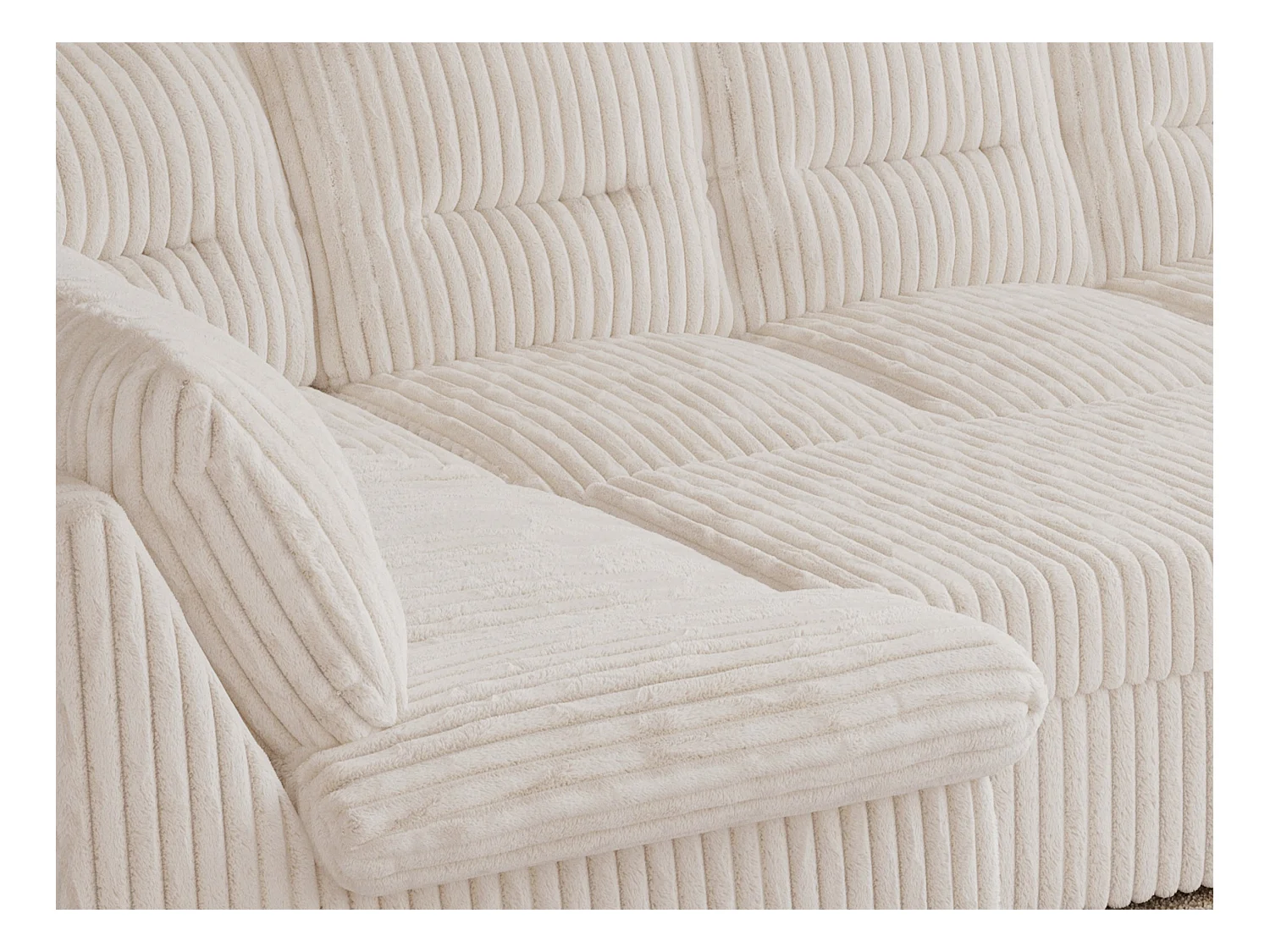 Ecksofa COMODO U, Große Wohnlandschaft, mit Schlaffunktion - Beige Cord