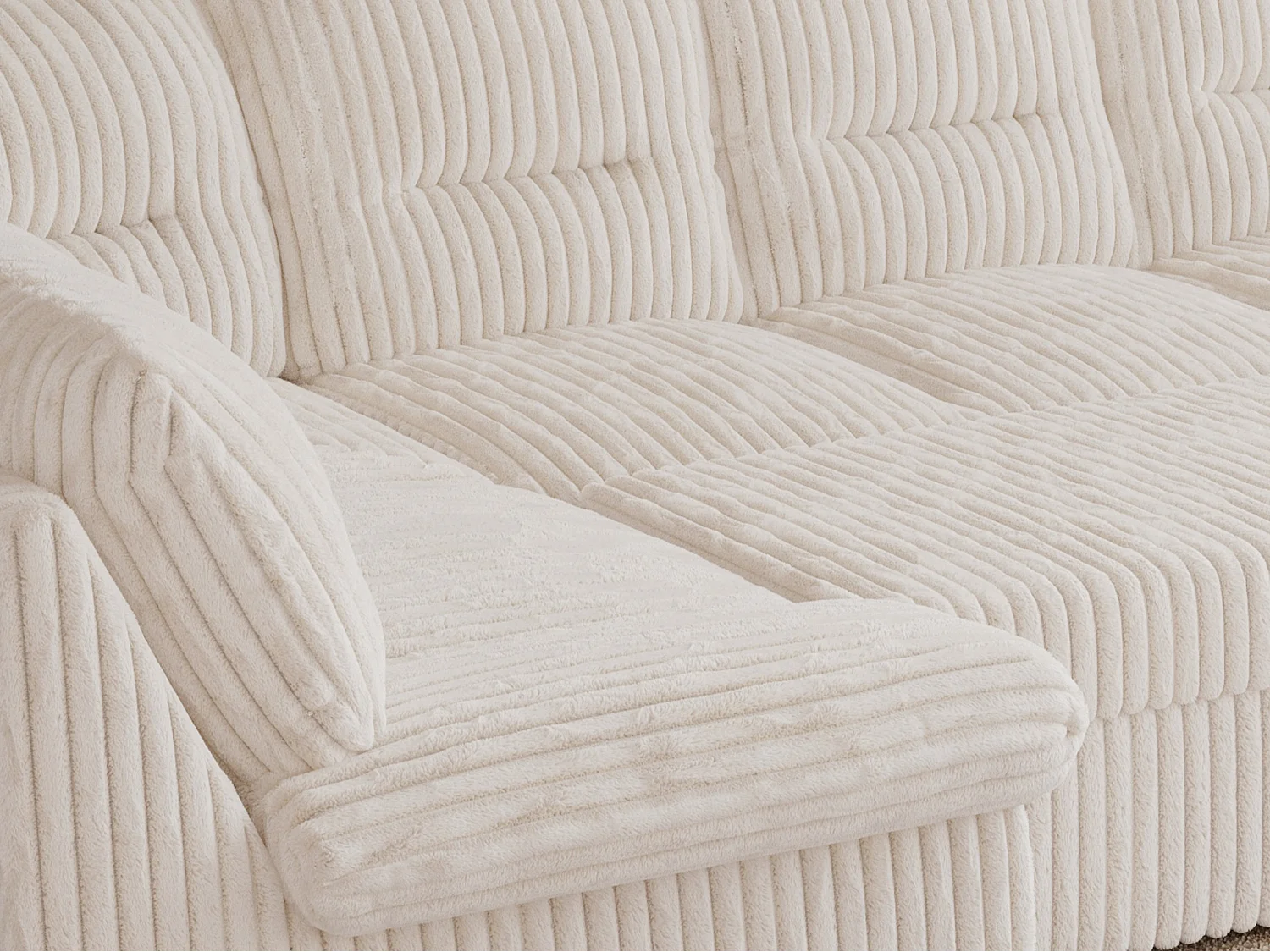 Ecksofa COMODO U, Große Wohnlandschaft, mit Schlaffunktion - Beige Cord