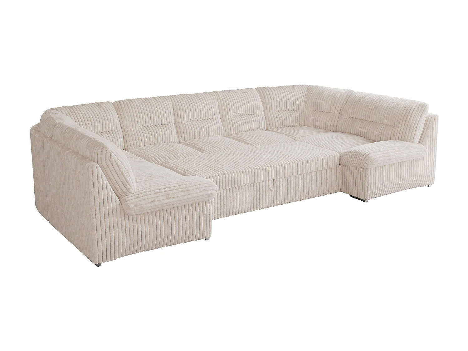 Ecksofa COMODO U, Große Wohnlandschaft, mit Schlaffunktion - Beige Cord