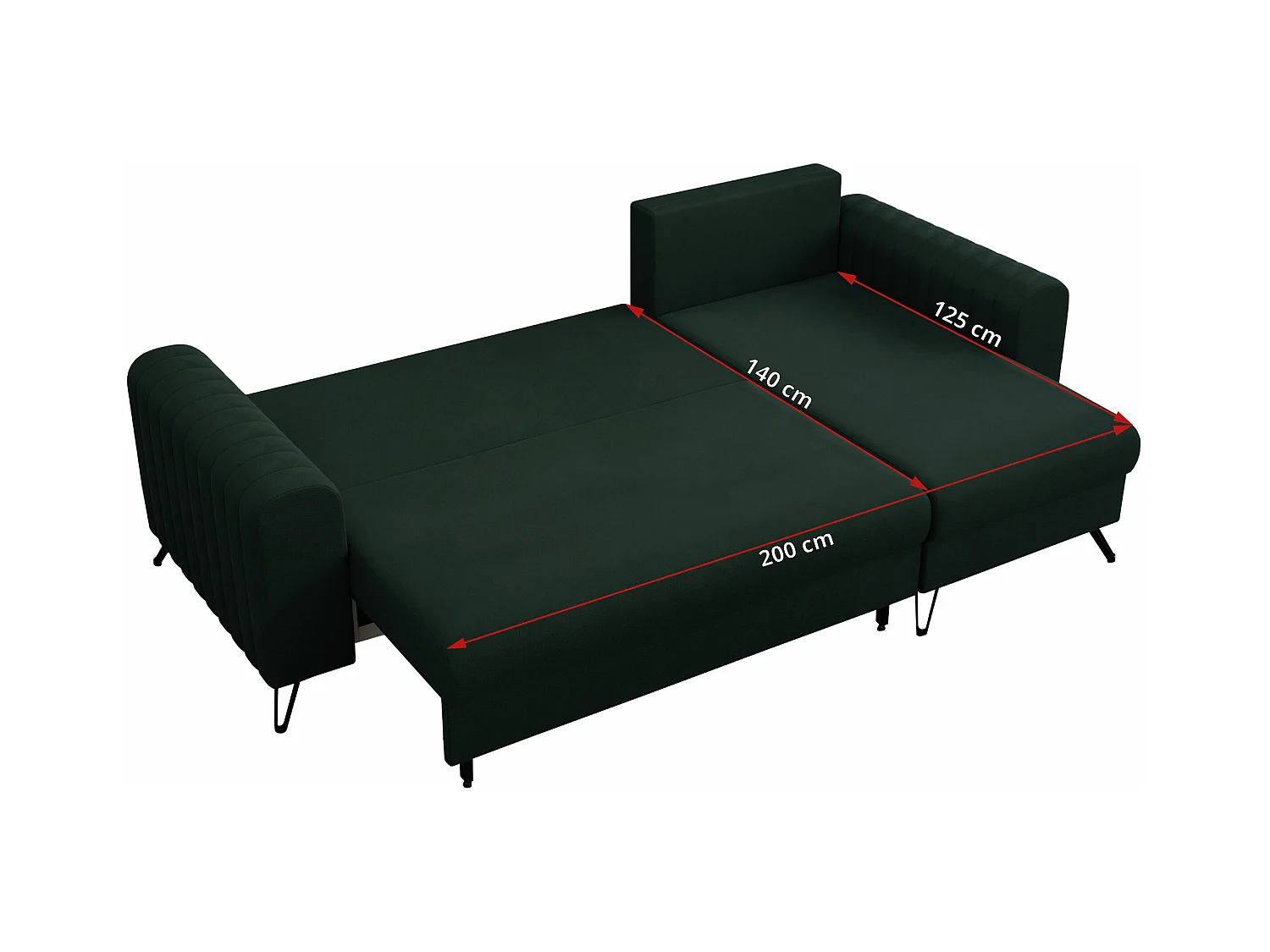 Ecksofa AXEL - universal mit schlaffunktion, Bettkasten - Grün Velvet