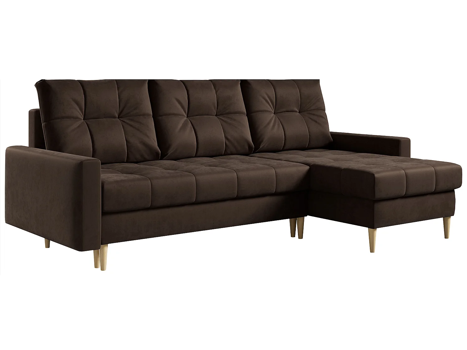 Ecksofa ASTRA - skandinavisch L-förmige Ecke, schlaffunktion - Braun Velvet