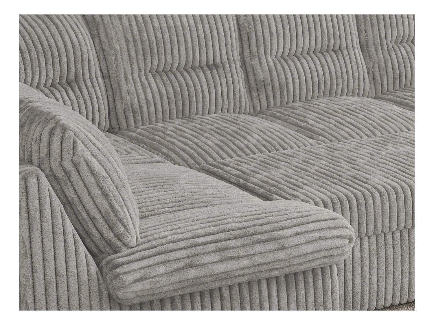 Ecksofa COMODO U, Große Wohnlandschaft, mit Schlaffunktion - Hellgrau Cord