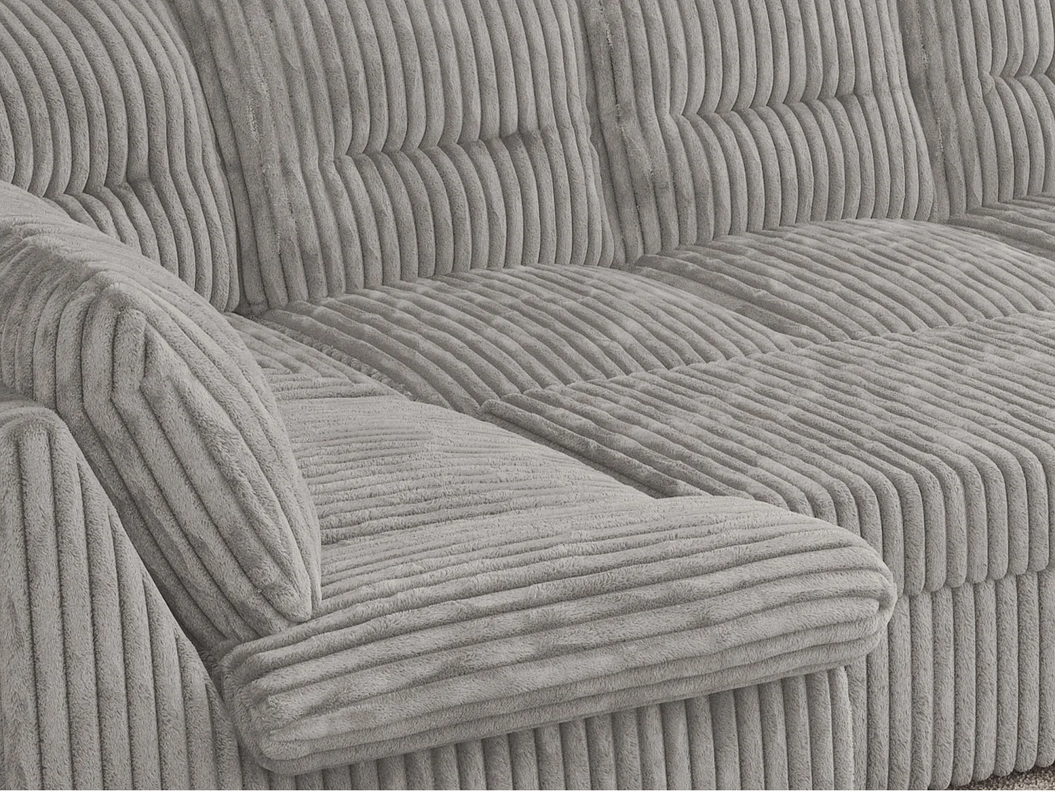 Ecksofa COMODO U, Große Wohnlandschaft, mit Schlaffunktion - Hellgrau Cord