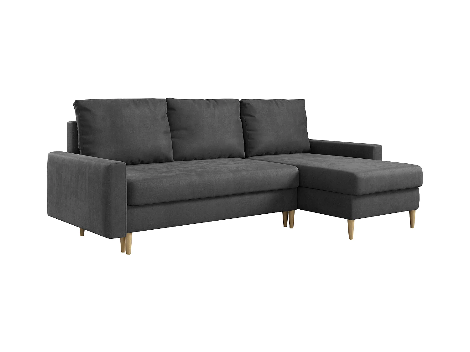 Ecksofa Universal - mit schlaffunktion und Bettkästen - Grau Velvet - LANG