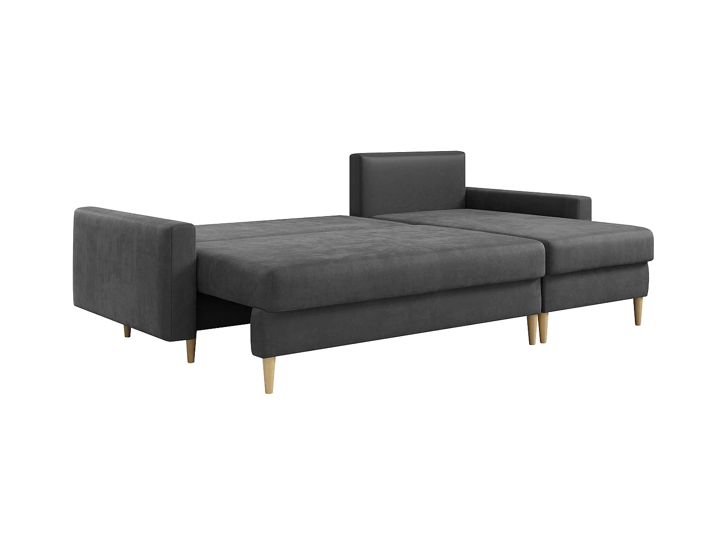 Ecksofa Universal - mit schlaffunktion und Bettkästen - Grau Velvet - LANG