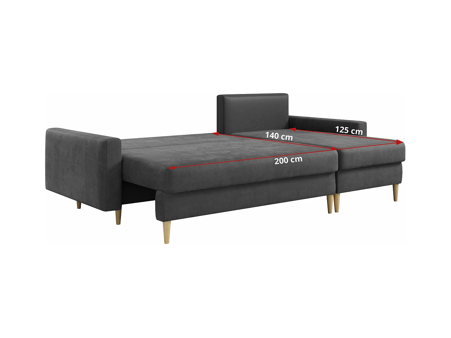 Ecksofa Universal - mit schlaffunktion und Bettkästen - Grau Velvet - LANG