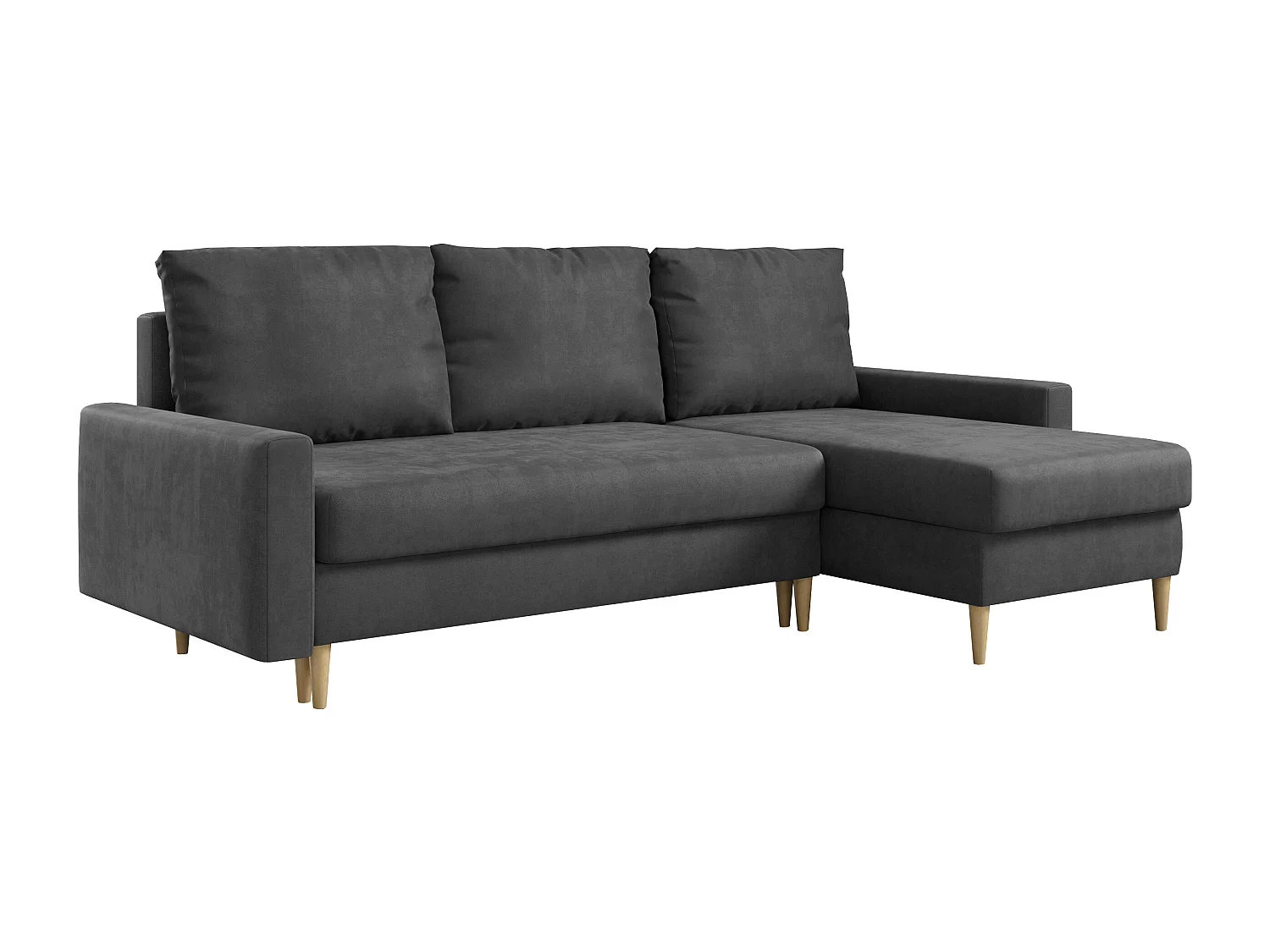 Ecksofa Universal - mit schlaffunktion und Bettkästen - Grau Velvet - LANG