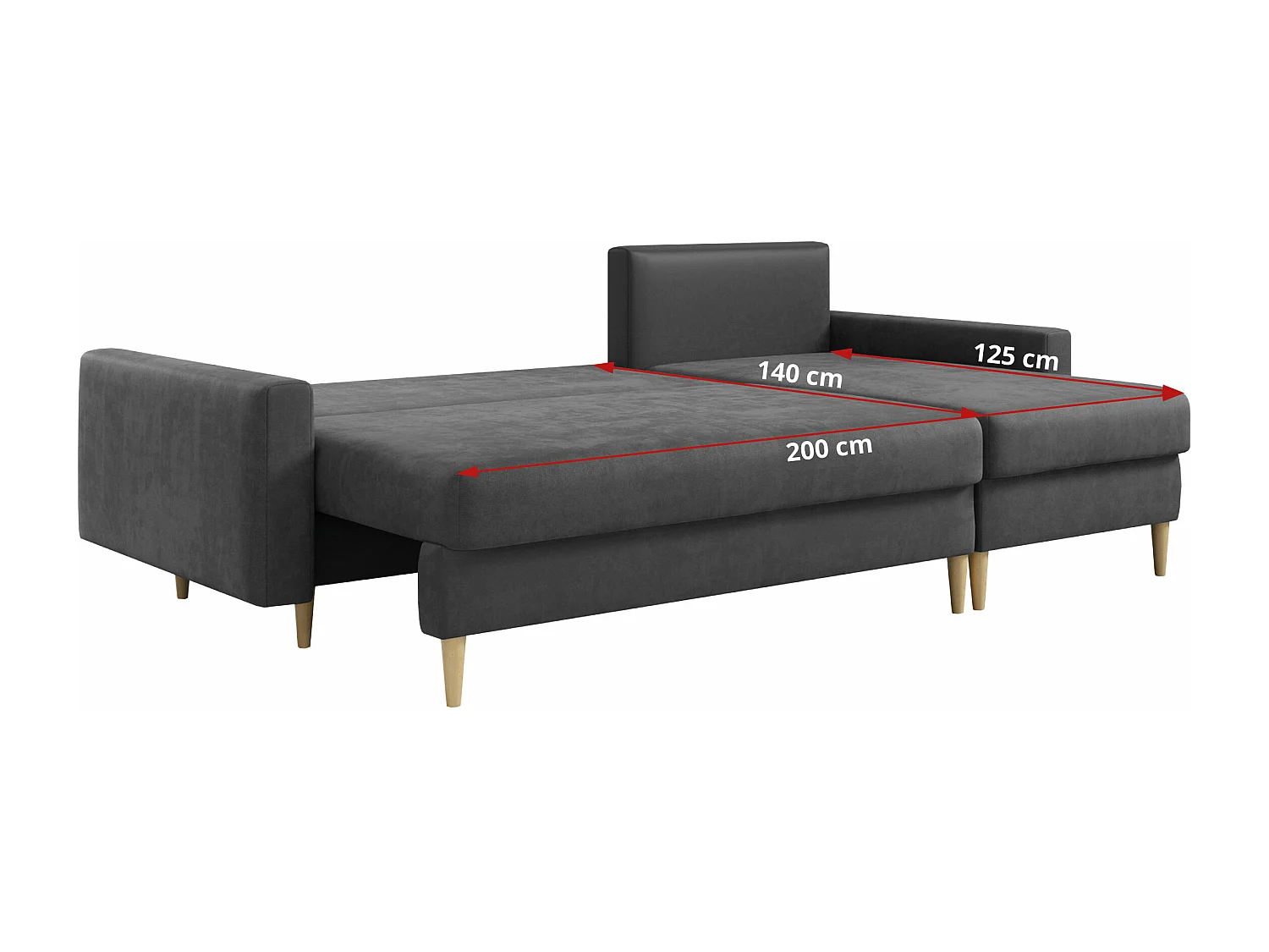Ecksofa Universal - mit schlaffunktion und Bettkästen - Grau Velvet - LANG