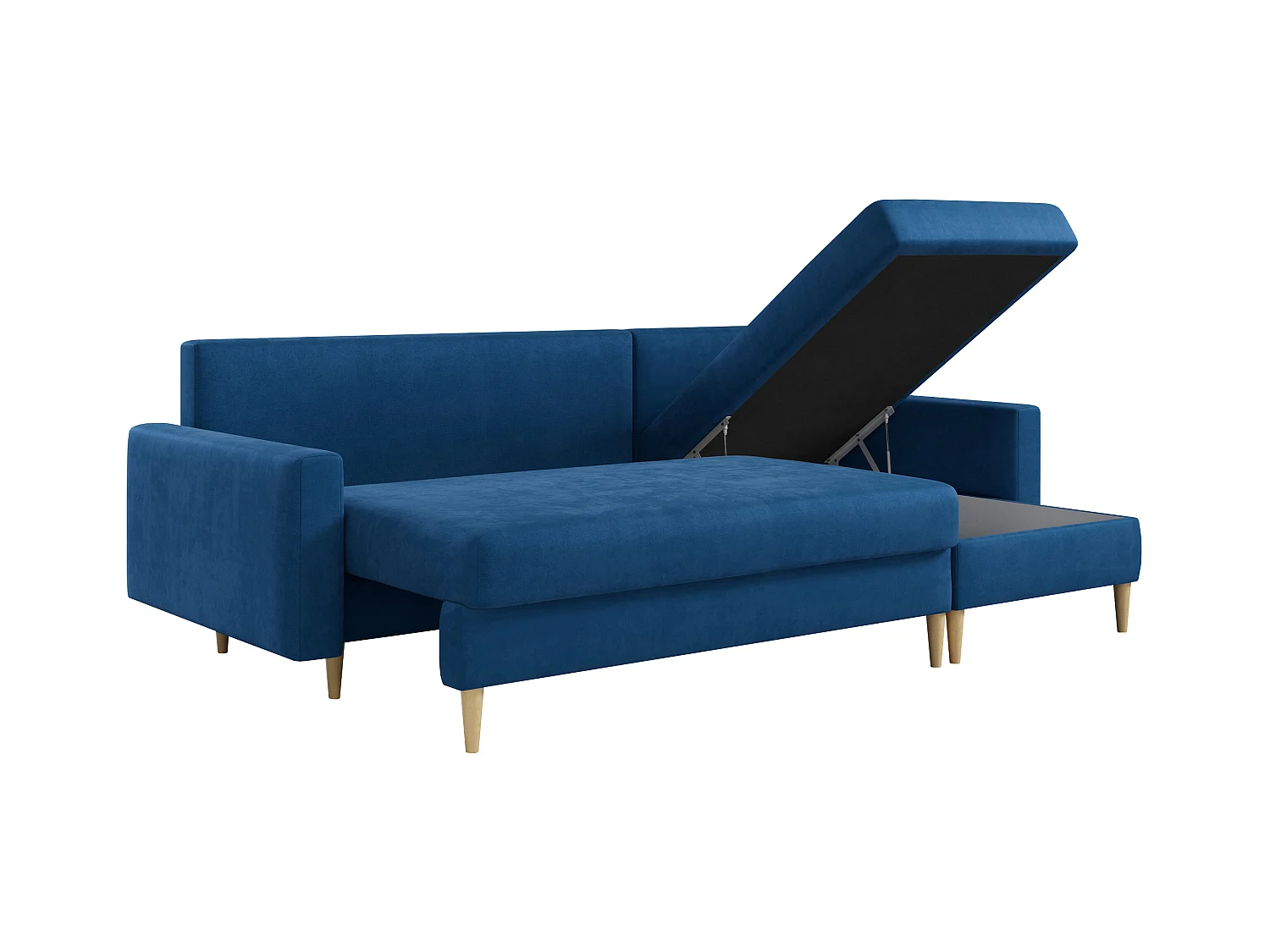 Ecksofa Universal - mit schlaffunktion und Bettkästen - Dunkelblau Velvet - LANG