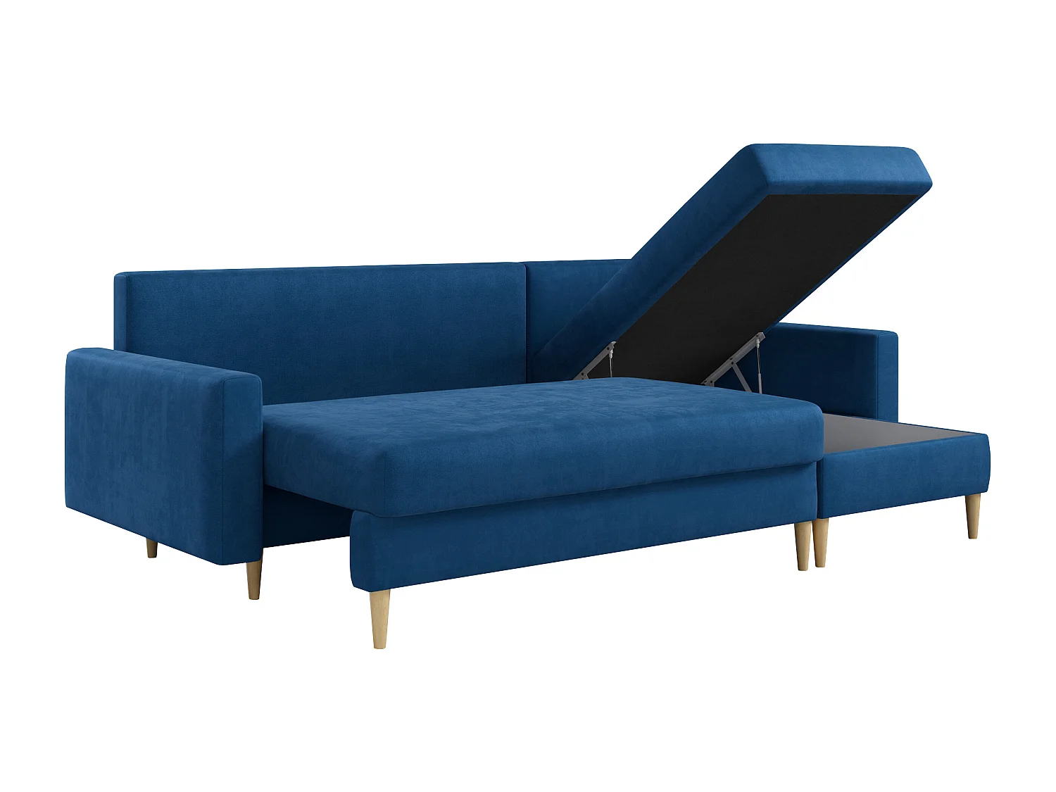 Ecksofa Universal - mit schlaffunktion und Bettkästen - Dunkelblau Velvet - LANG