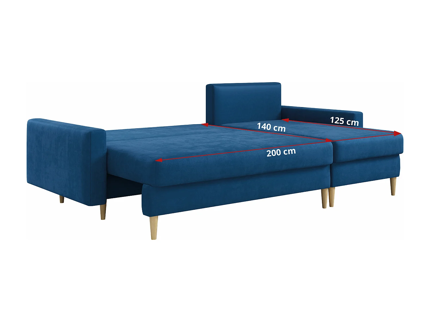 Ecksofa Universal - mit schlaffunktion und Bettkästen - Dunkelblau Velvet - LANG