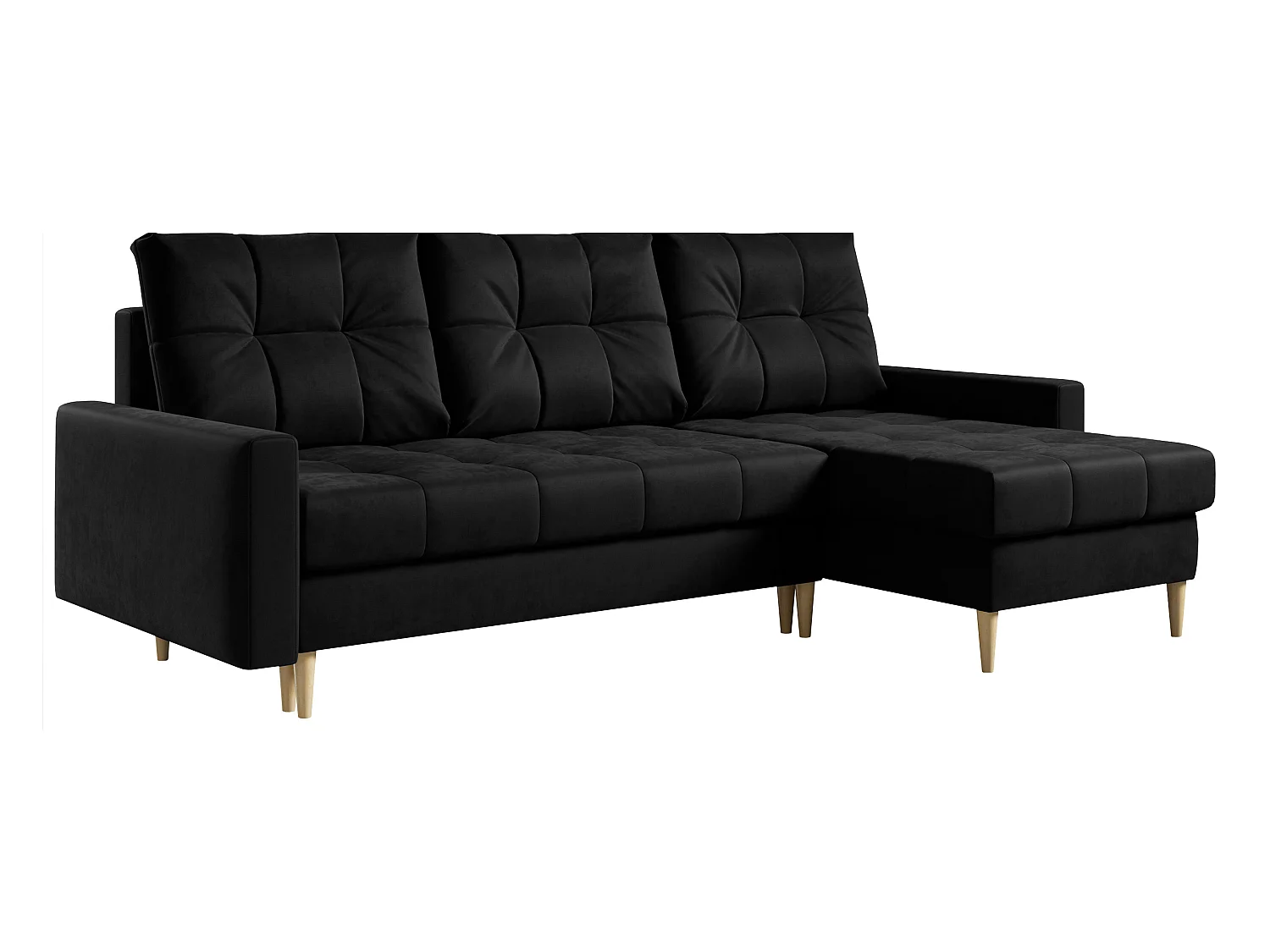 Ecksofa ASTRA - skandinavisch L-förmige Ecke, schlaffunktion - Schwarz Velvet