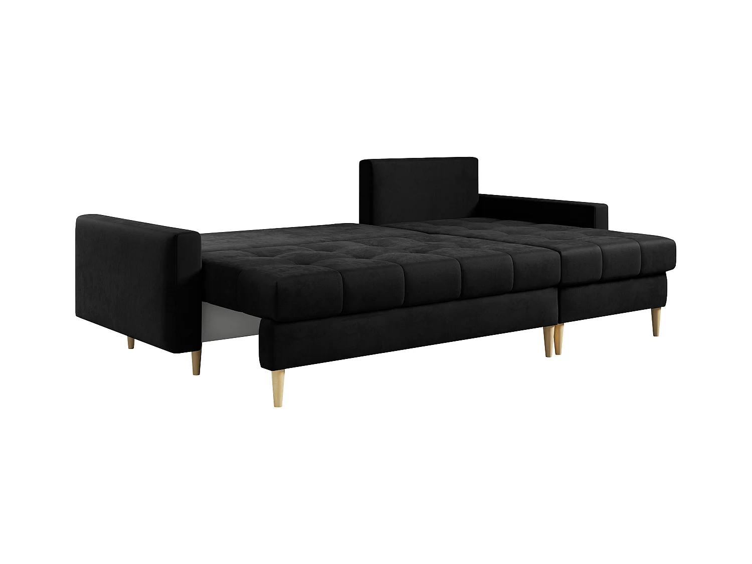 Ecksofa ASTRA - skandinavisch L-förmige Ecke, schlaffunktion - Schwarz Velvet